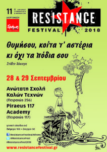 Το πρόγραμμα του Resistance Festival 2018